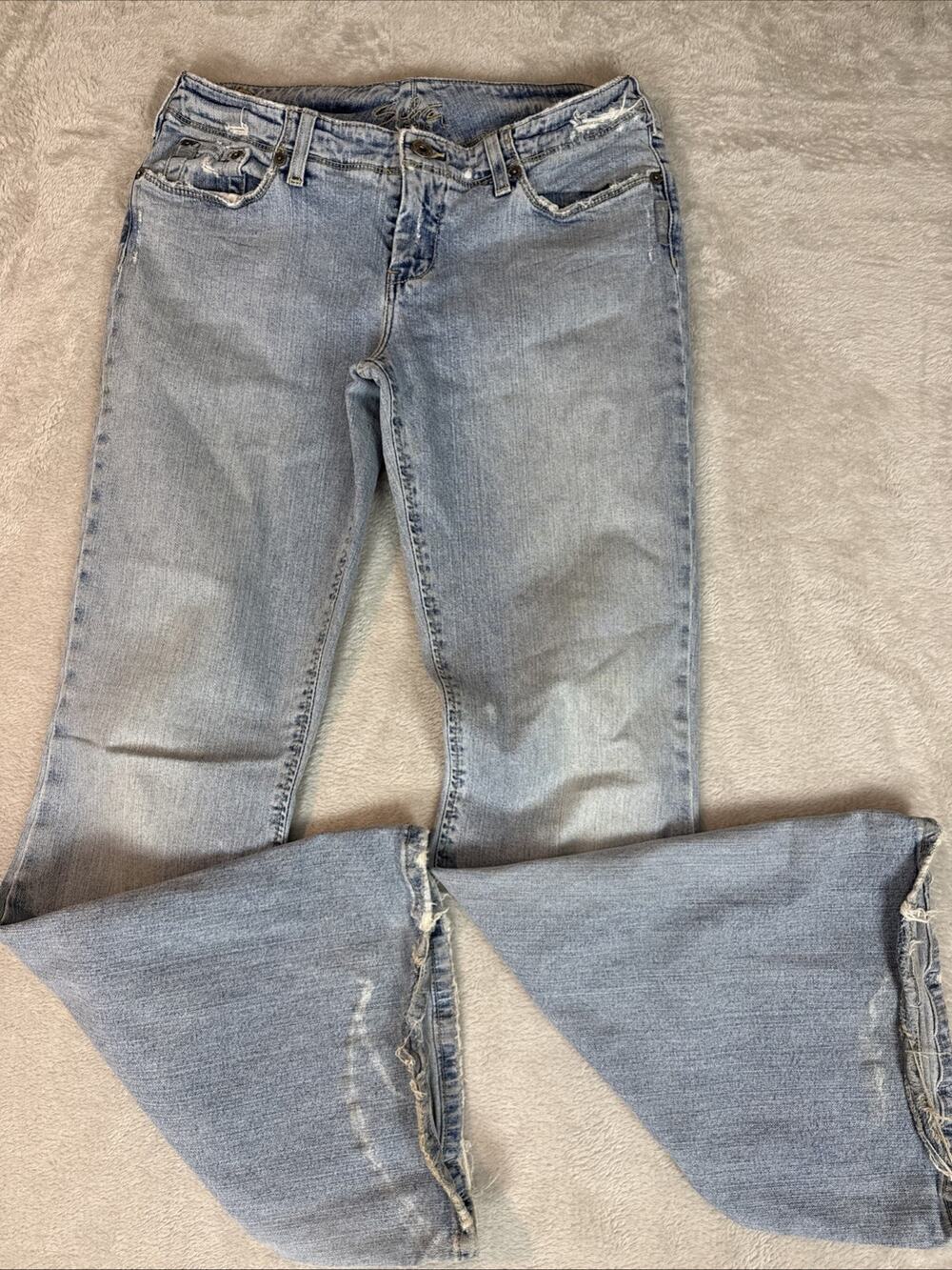 Vintage 90s Silver Jeans Flared Rio Bootcut Low Rise Grunge Hippie Denim 30 Y2K